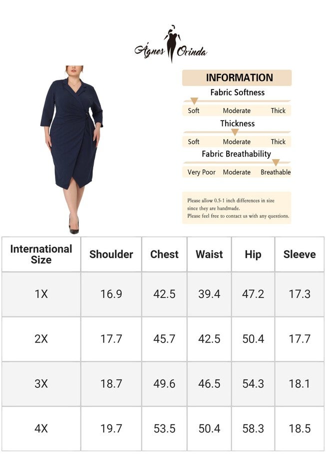 3/4 Sleeve Elegant Notched Lapel Cocktail Evening Sheath Dress, Navy Blue / Navy, alternate image number 4