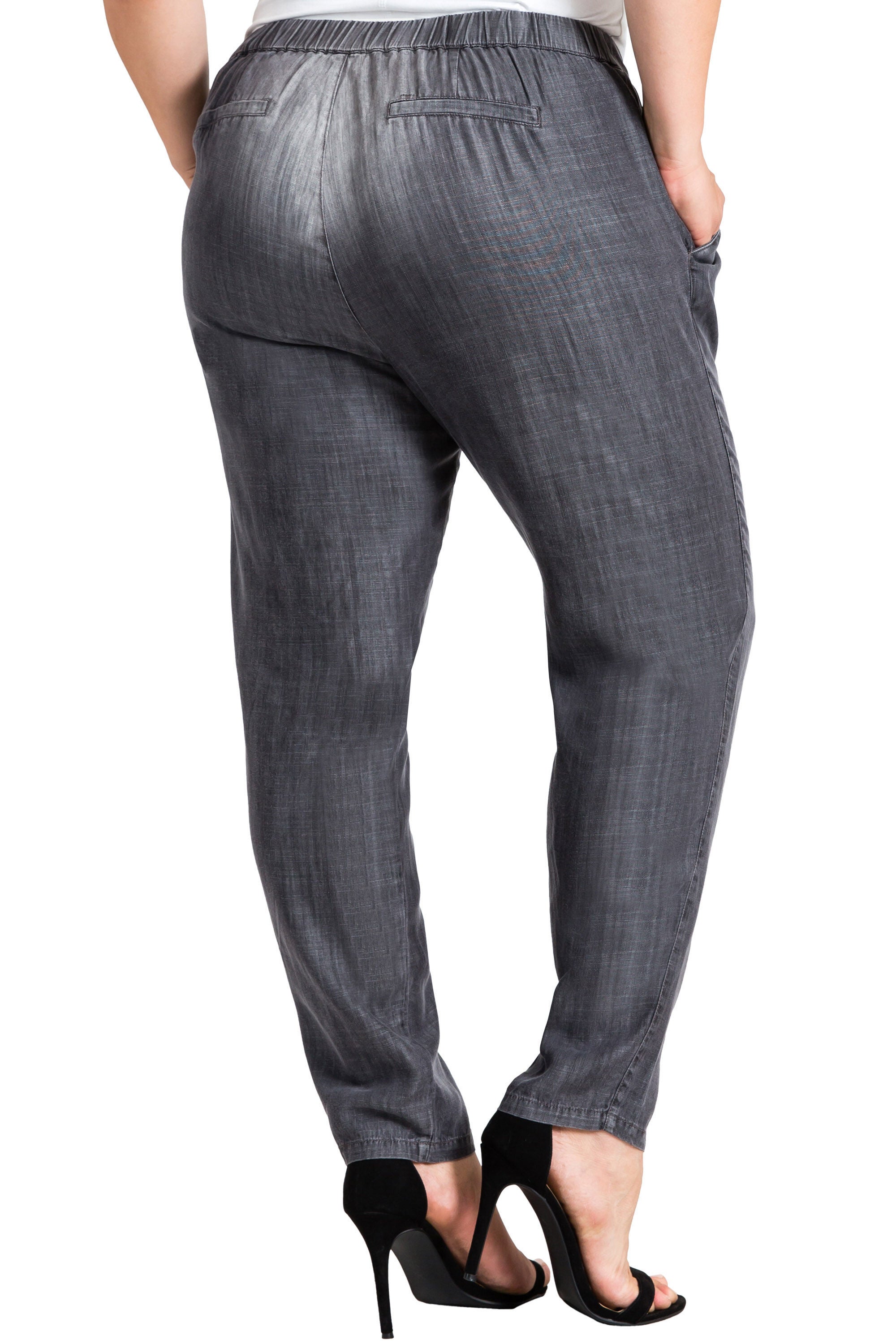 Louise Pleat Front Light Wash Tencel Pants, 2652BASIC / Charcoal Grey, alternate image number 1