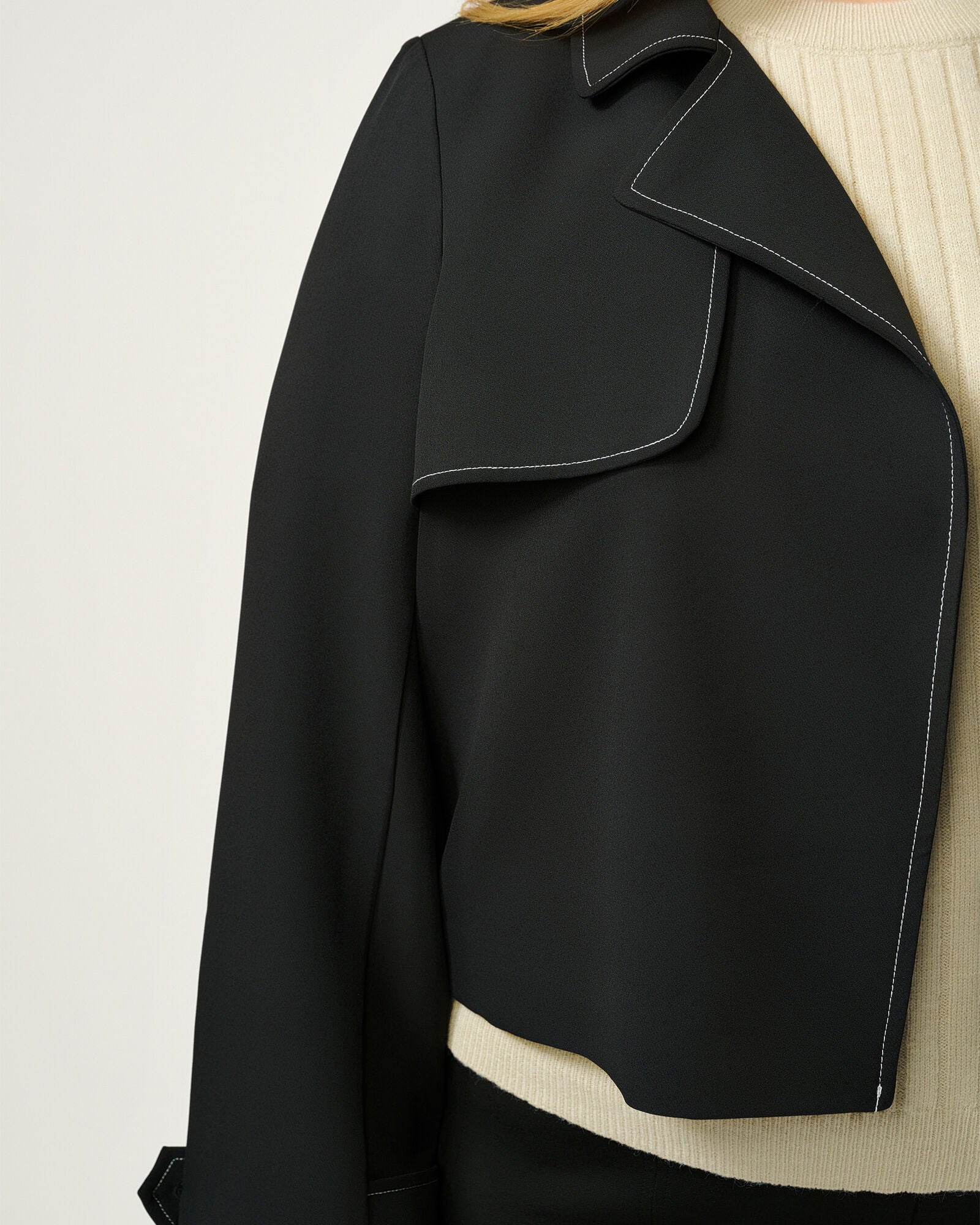 Jude Cropped Trench Jacket, Black / Black, alternate image number 5