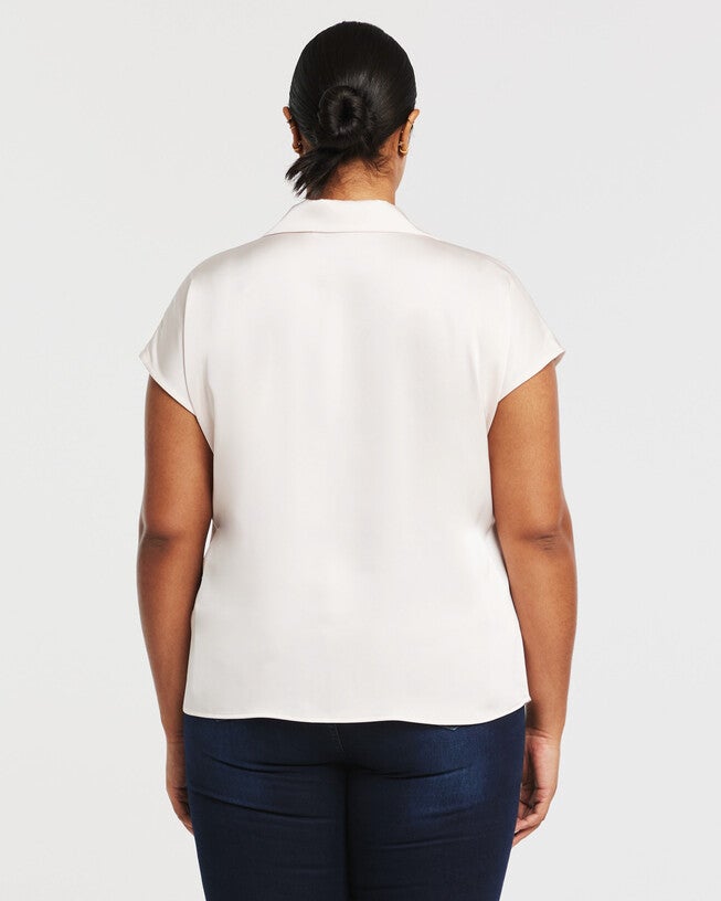 Amber Satin Button Up Shirt, Blush / Cream, alternate image number 4