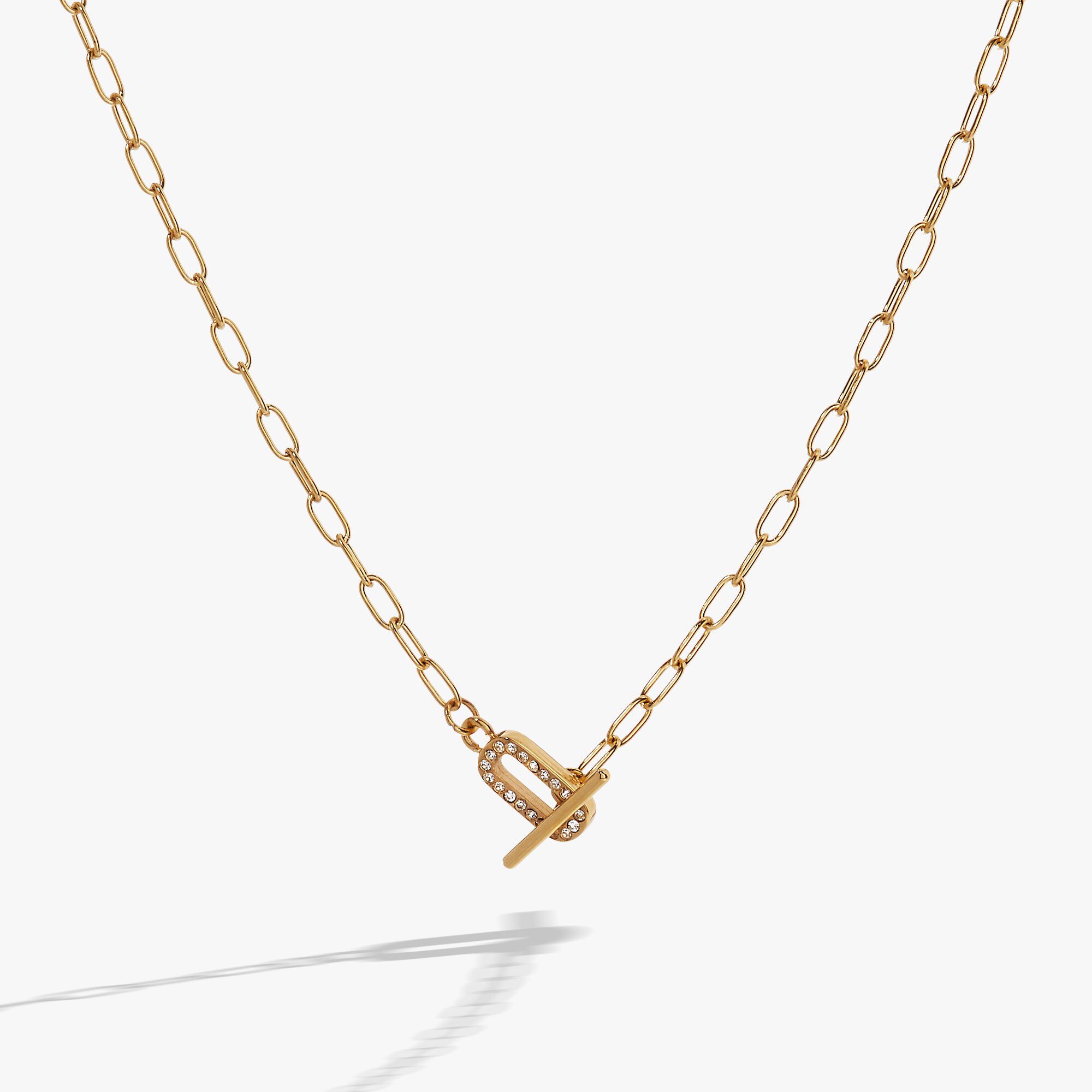 Crystal Pave Toggle Necklace, Gold / Gold, hi-res image number 0
