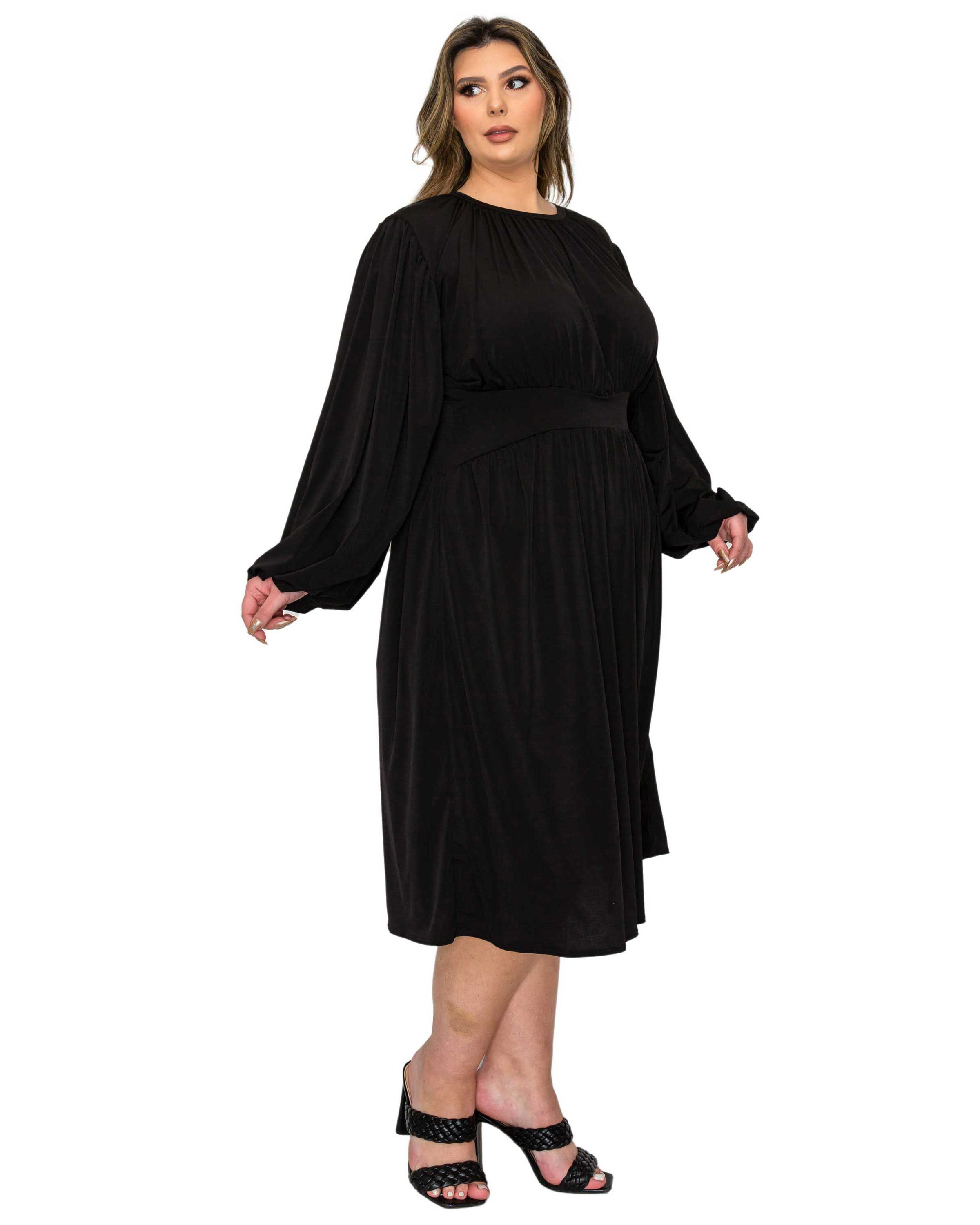 Audrey Ruched Midi Dress, Black / Black, alternate image number 1