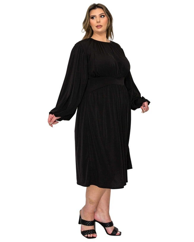 Audrey Ruched Midi Dress, Black / Black, alternate image number 1