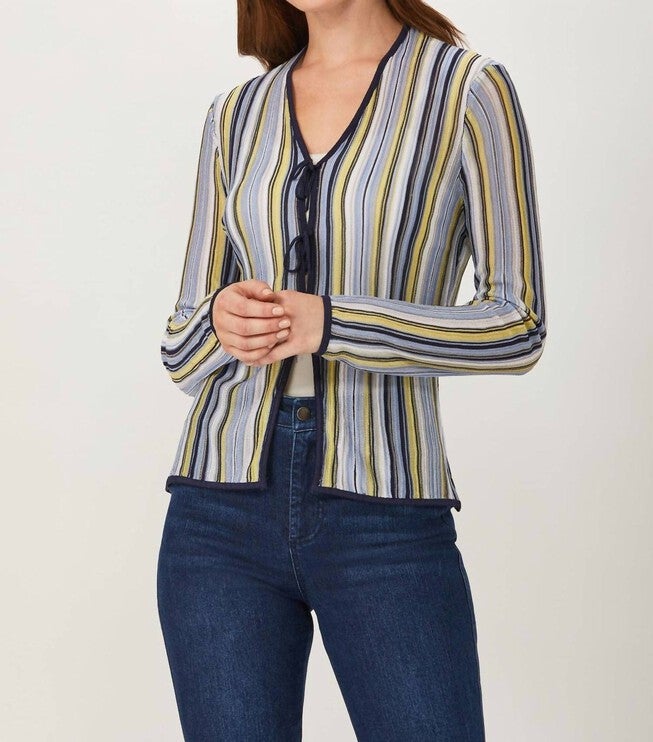 TIE FRONT CARDIGAN IN BLUE MULTI, , alternate image number null