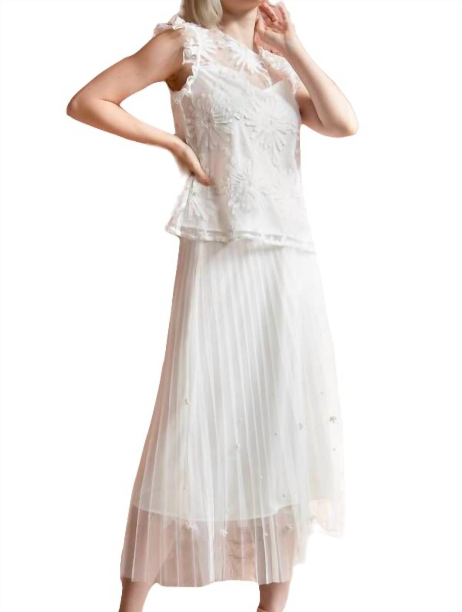 LILA PEARL TULLE SKIRT IN IVORY, , alternate image number 5
