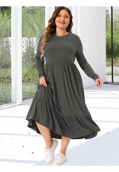 V Neck T Shirts Flowy Tiered A-Line Dress with Pockets