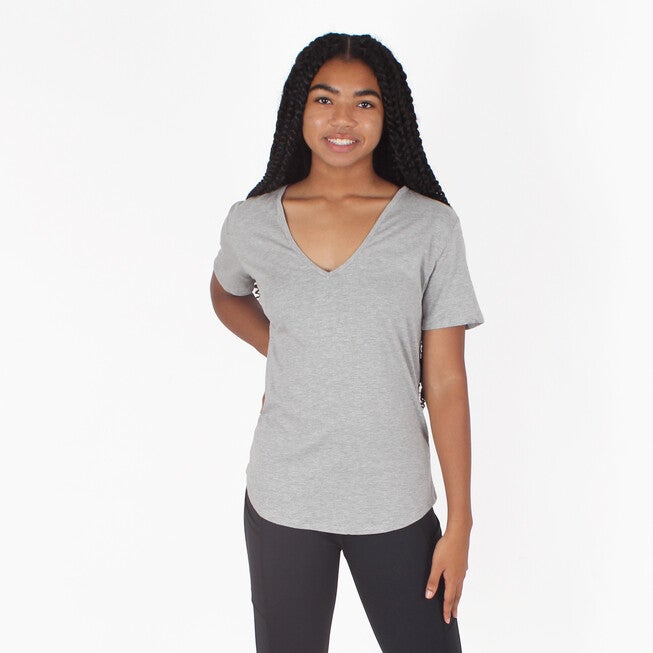 Feminine Fit V-Neck Everyday T Shirt, Grey / Light Grey, hi-res image number null