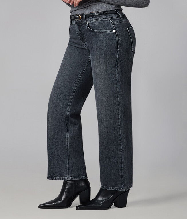 MIRO-GG Mid Rise Relaxed Straight Jeans, Grit Gray / Charcoal Grey, alternate image number 1