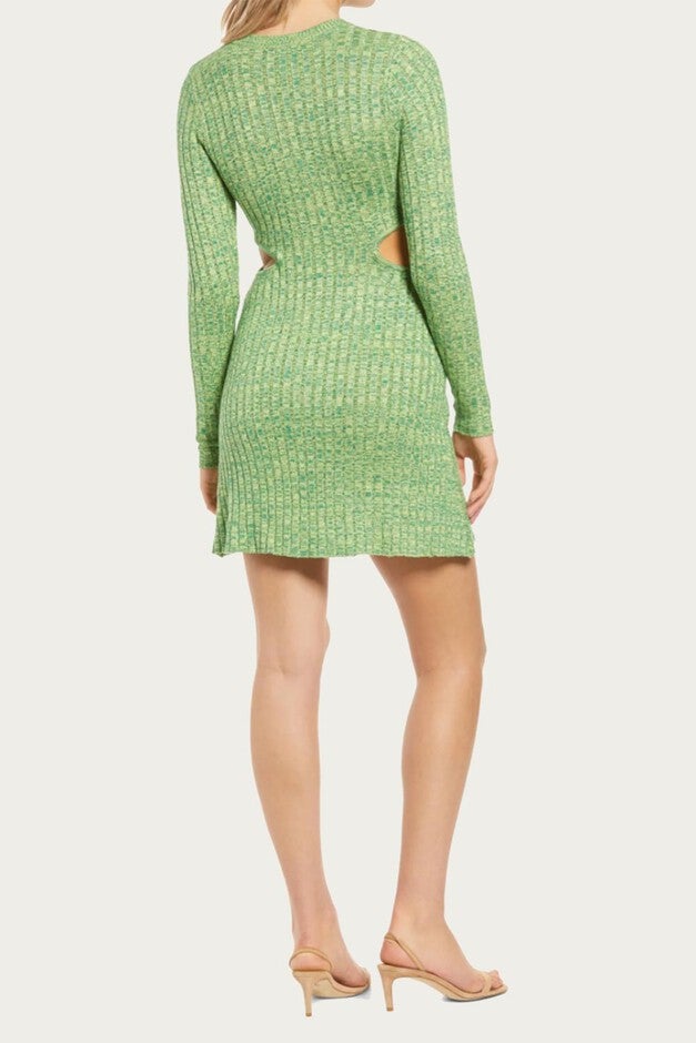 DOVE MINI DRESS IN MARLED GREEN, Marled Green / Forest Green, alternate image number 2