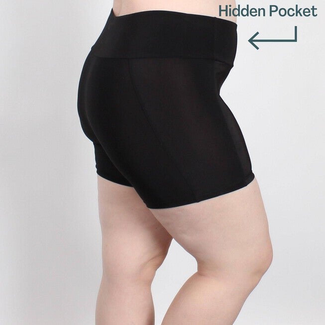 Boxer Brief Shortlette With Hidden Pocket, Black / Black, alternate image number null