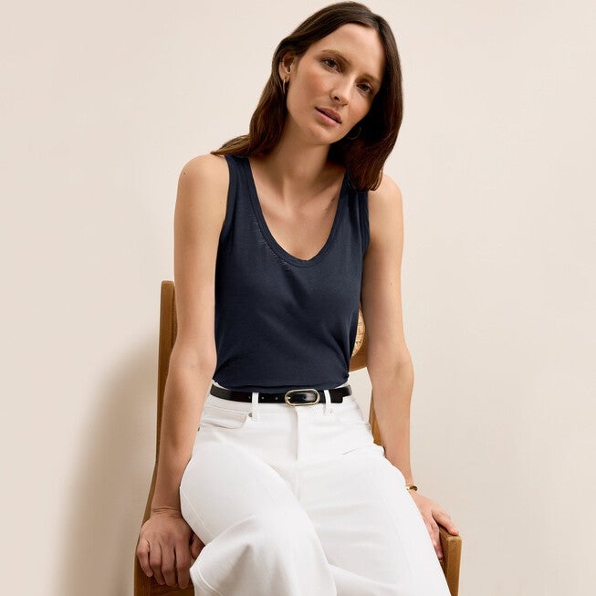 Wyatt Tank - Organic Cotton Slub, Dark Navy / Navy, hi-res image number 0