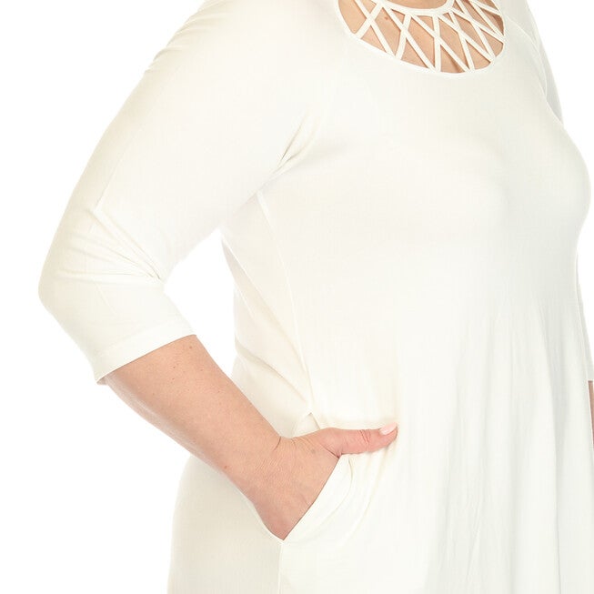 White Mark Women's Criss Cross Neckline Swing Midi Dress, , alternate image number null