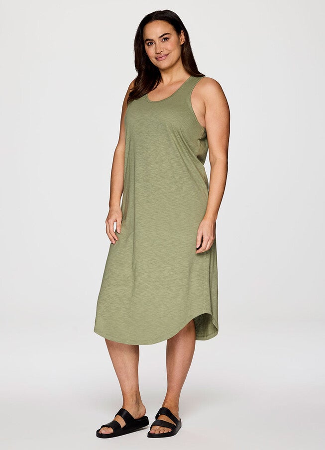 Plus Weekender Midi Tank Dress, Olive / Olive Green, alternate image number 3