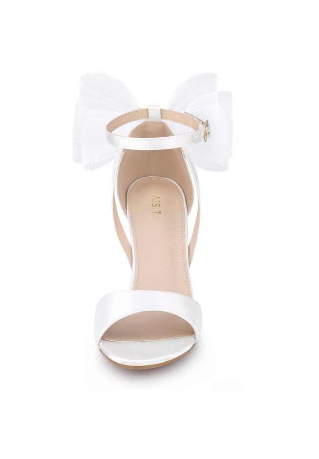 Bow Shoes Chunky Heels Sandals, White / White, alternate image number 1