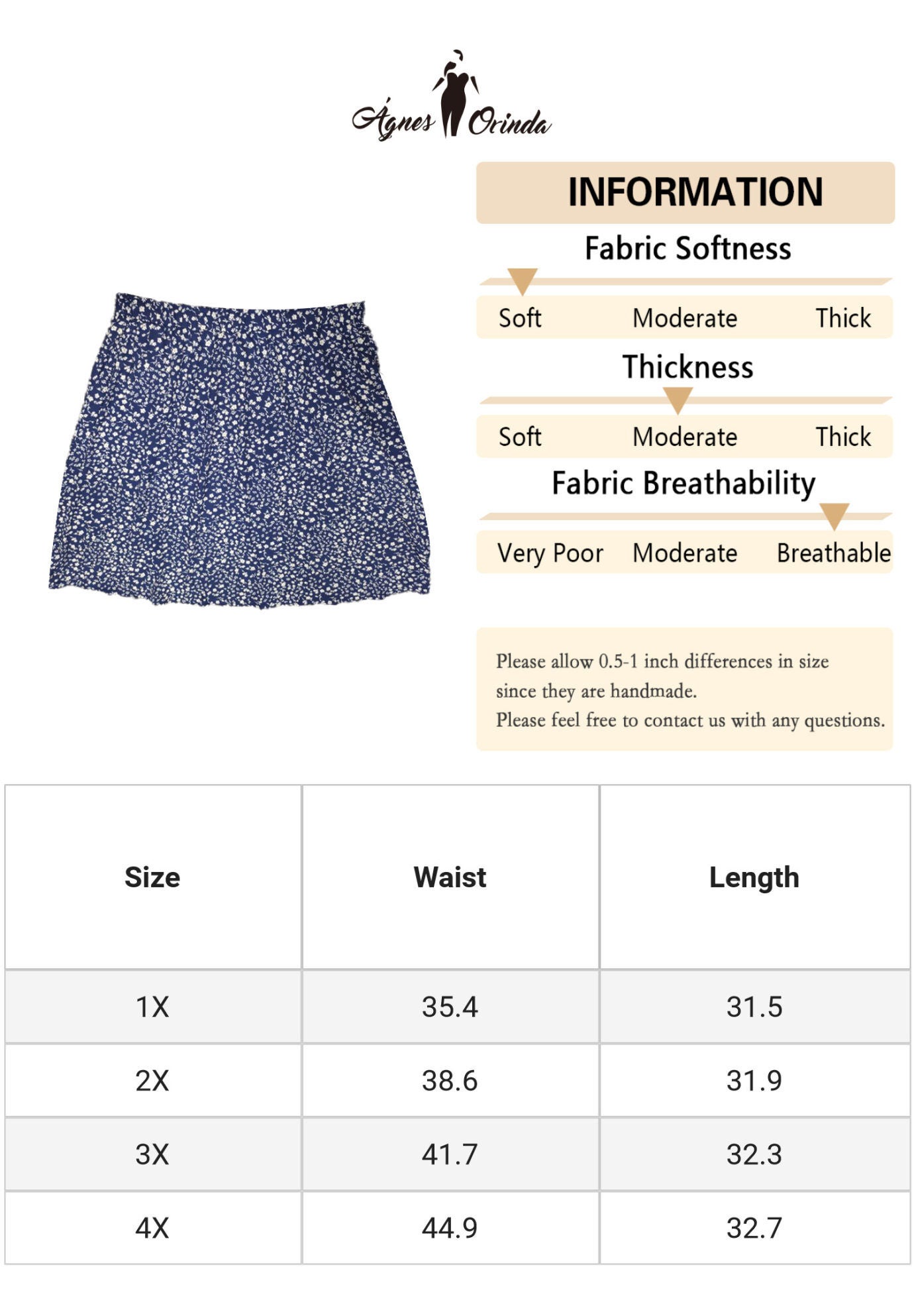 Printed Chiffon Elastic Waist Flowy Midi Skirt with Pockets, Navy Blue / Navy, alternate image number 4