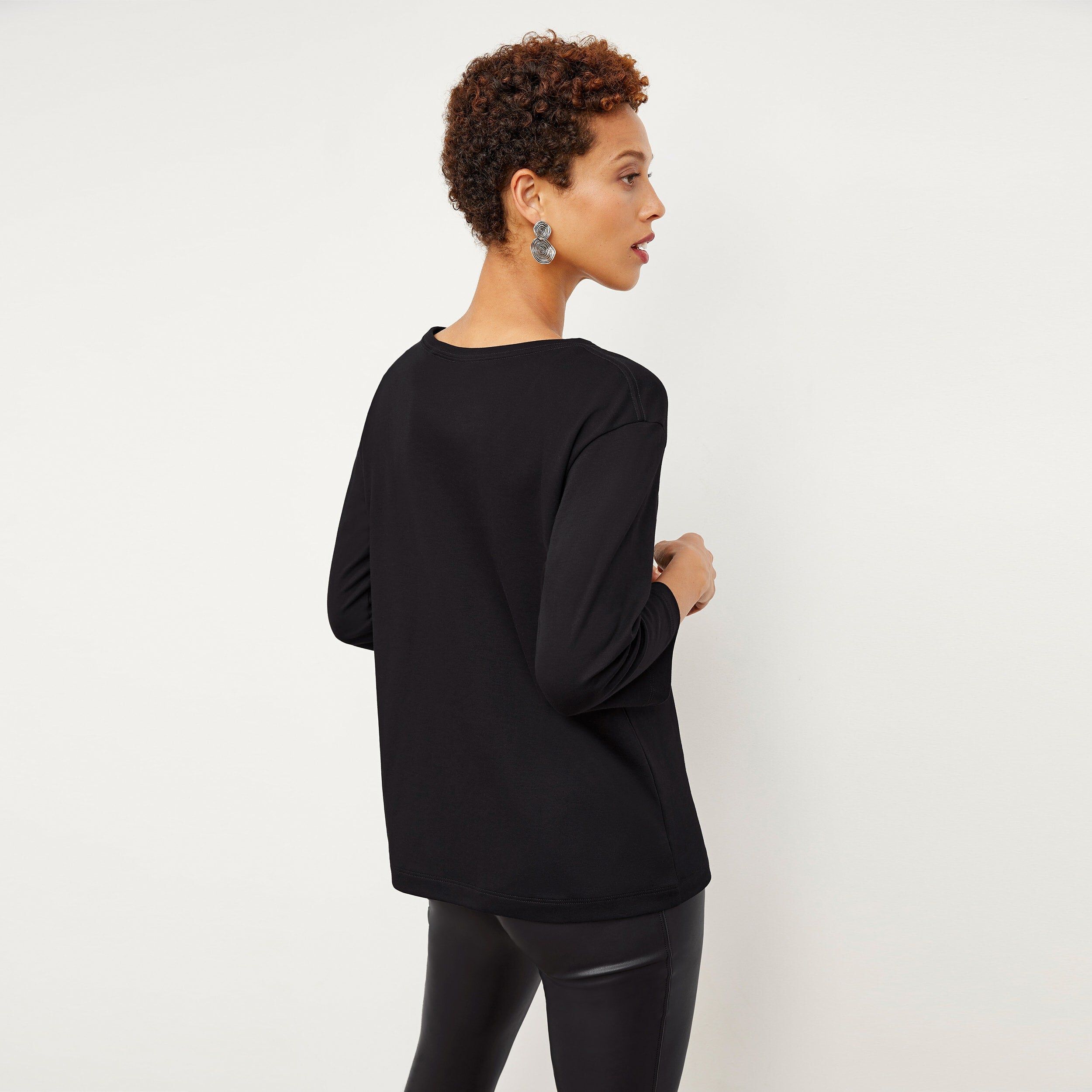 Owen T-Shirt - Organic Pima Cotton, Black / Black, alternate image number 1