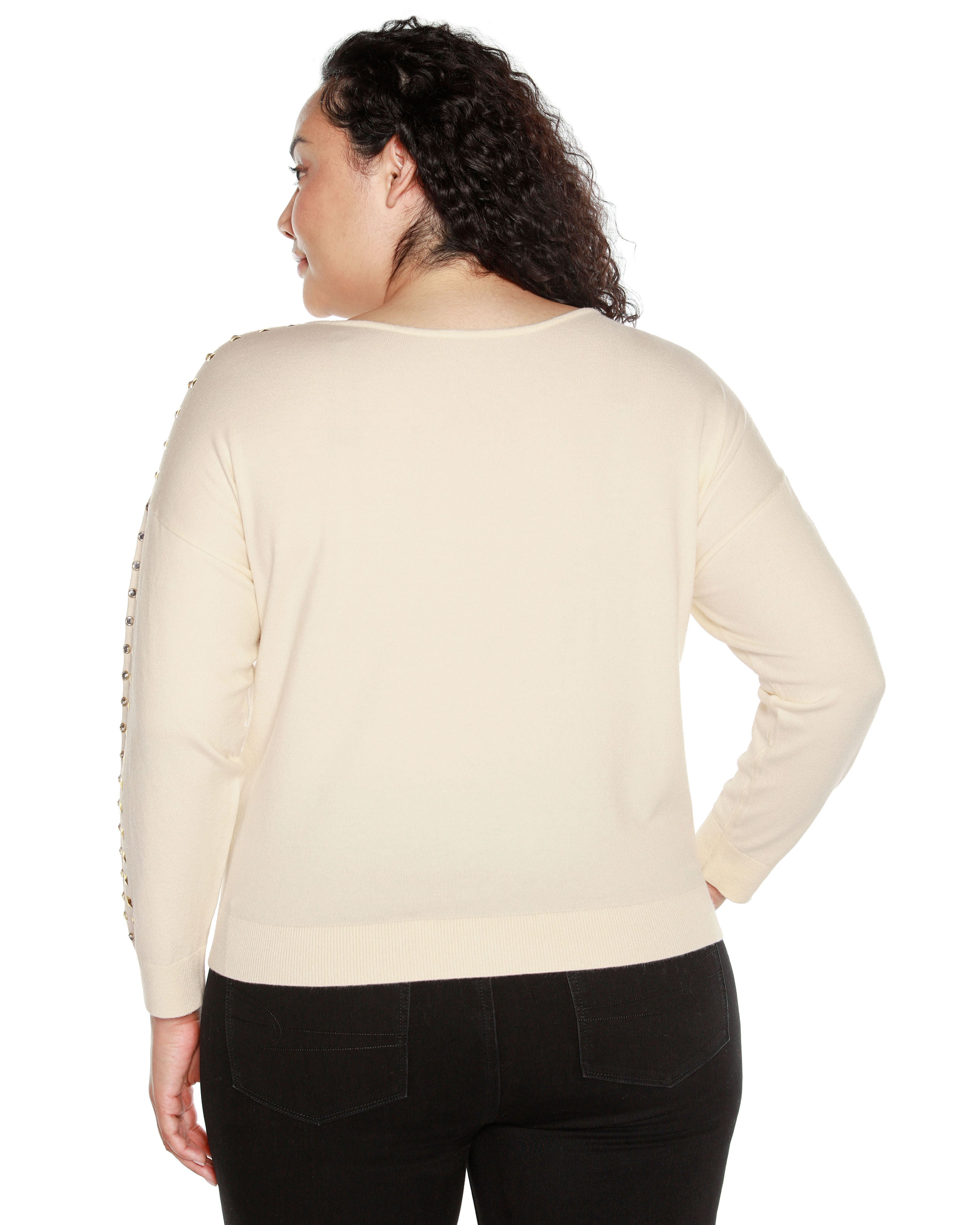 EMBELLISHED BOATNECK SWEATER, Ecru / Ivory, alternate image number 1