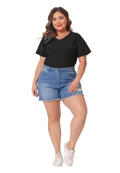 Short Sleeve V Neck Basic T-Shirt Top