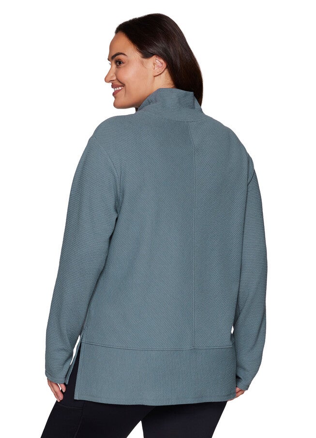 Studio Jacquard Mock Neck Pullover, BlueGreen / Light Green, alternate image number null