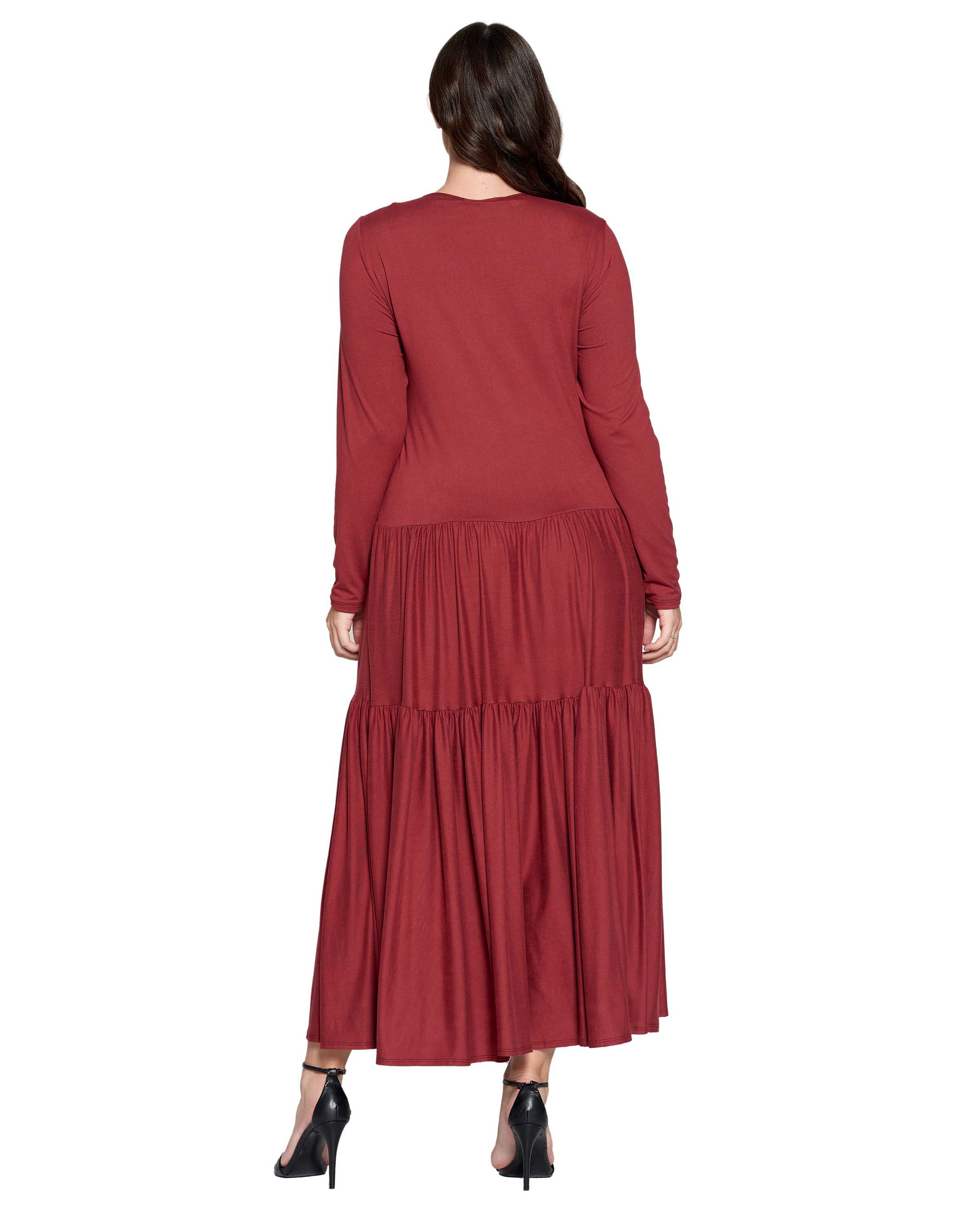 Tiered Maxi Dress, Marsala / Red, alternate image number 2