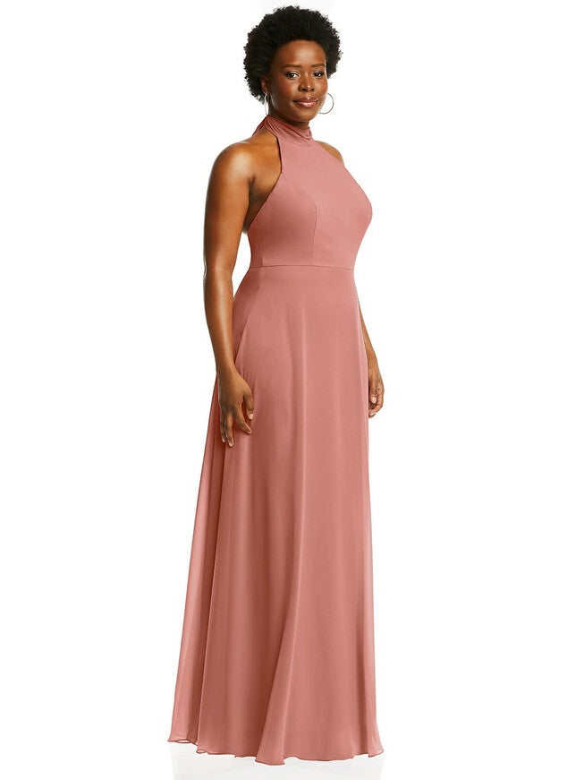 High Neck Halter Backless Maxi Dress, , alternate image number 4