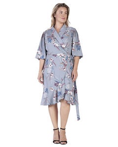 Kylie Double Georgette Dusty Pink Ruffles Wrap Midi Dress