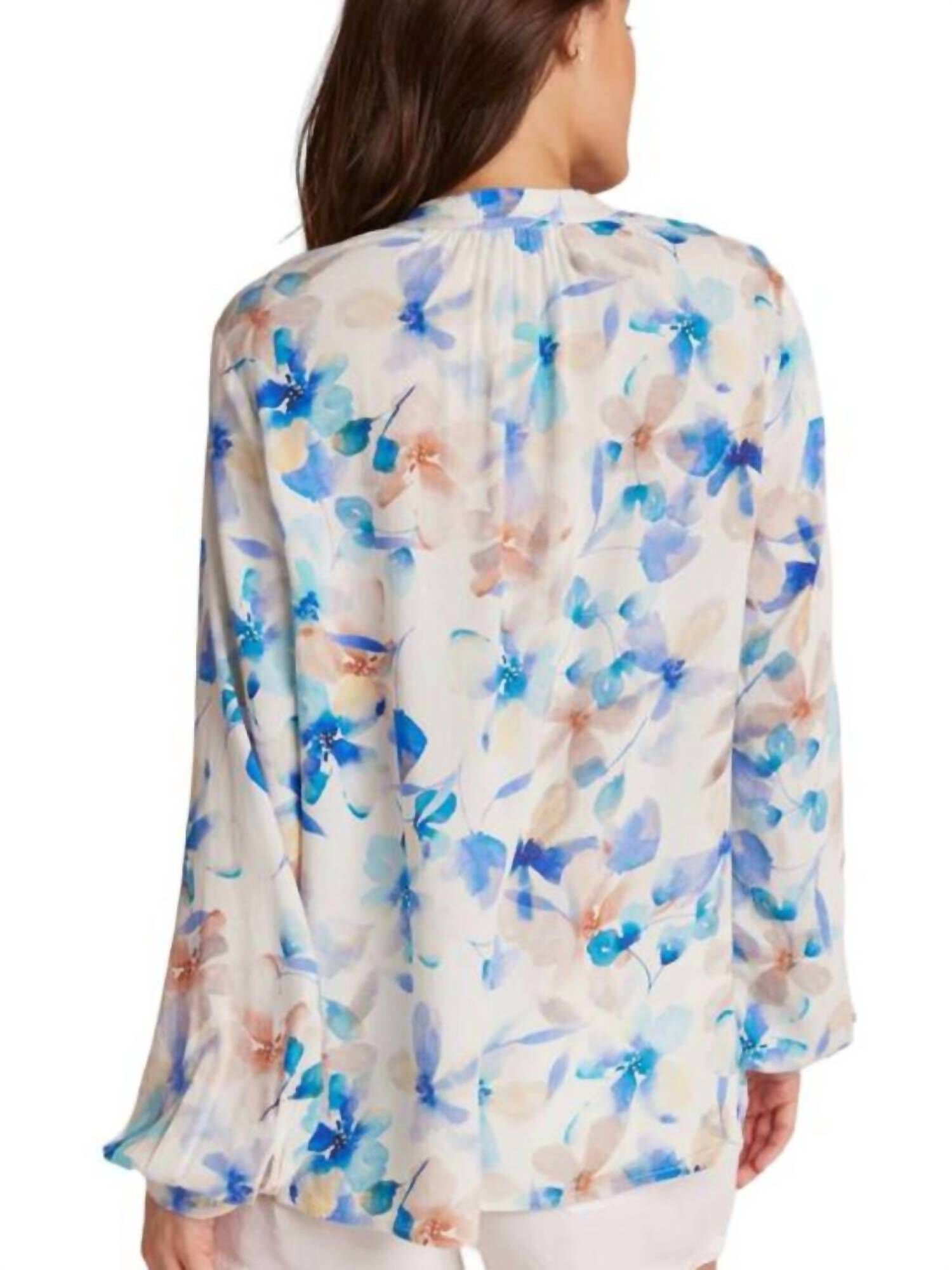 BUTTON LOOP FRONT BLOUSE, Malibu / Azure Blue, alternate image number 2