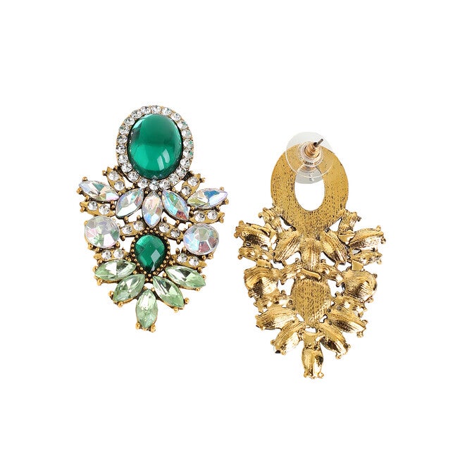 SOHI Women Green Drop Earrings, Green / Quetzal Green, alternate image number null