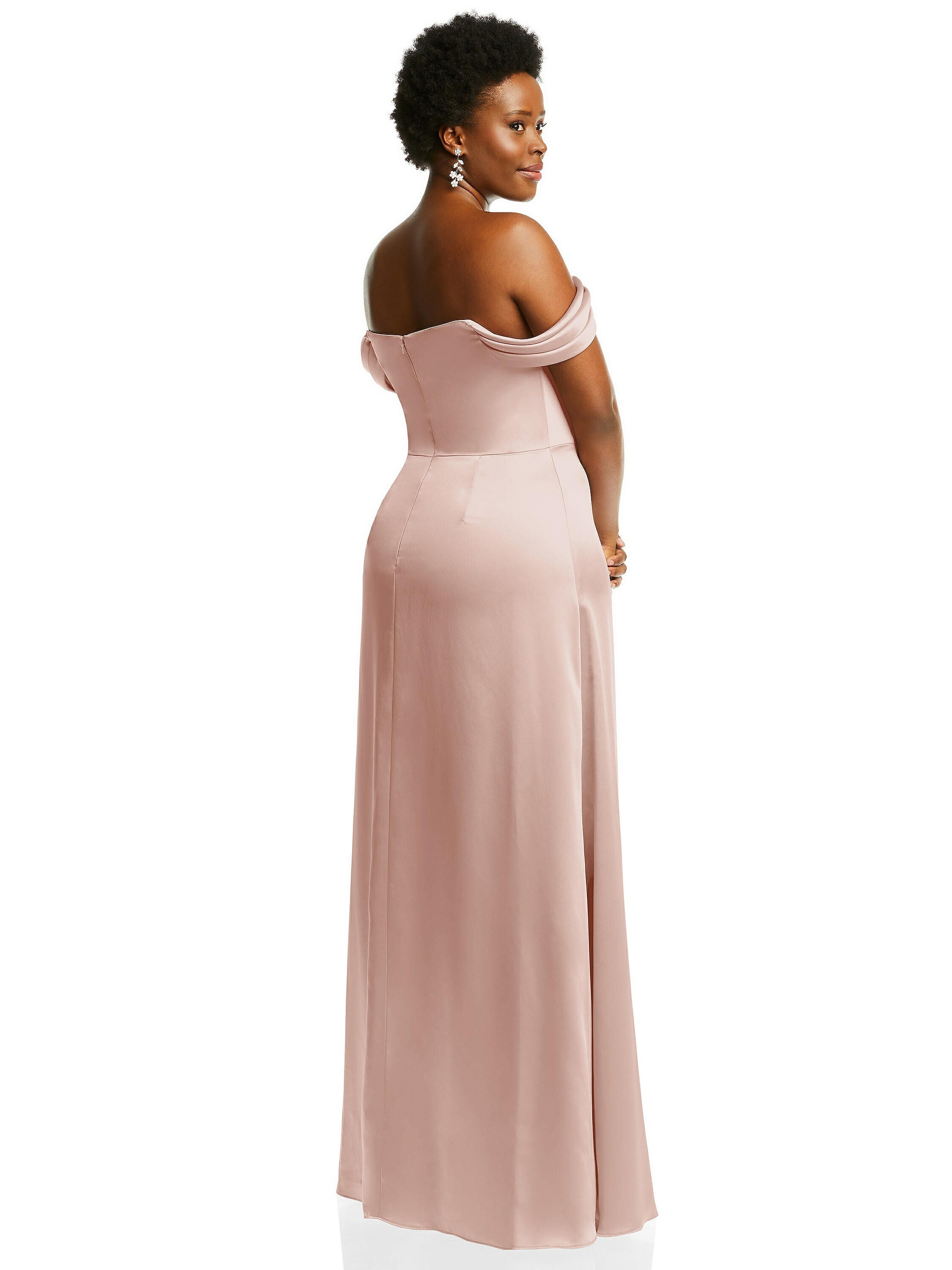 Draped Pleat Off-the-Shoulder Maxi Dress, Toasted Sugar / Mauve, alternate image number 3