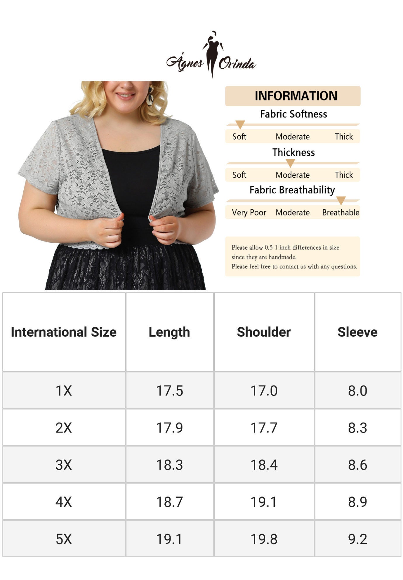 OPEN FRONT SHORT SLEEVE CROCHET LACE CROPPED BOLERO SHRUG CARDIGAN, Grey / Light Grey, alternate image number 4