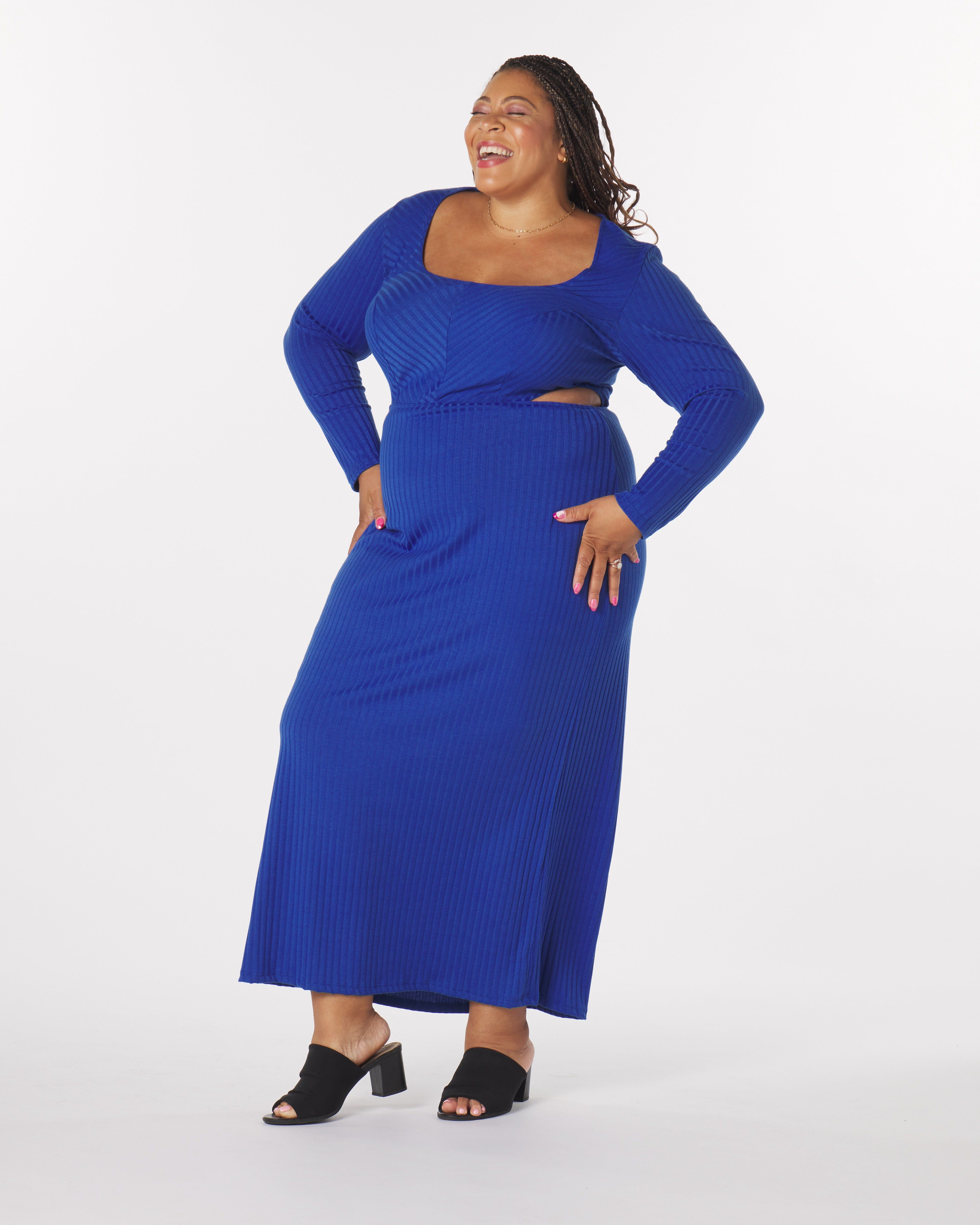 Madeline Cut-Out Maxi Dress, Royal / Royal Blue, alternate image number 2