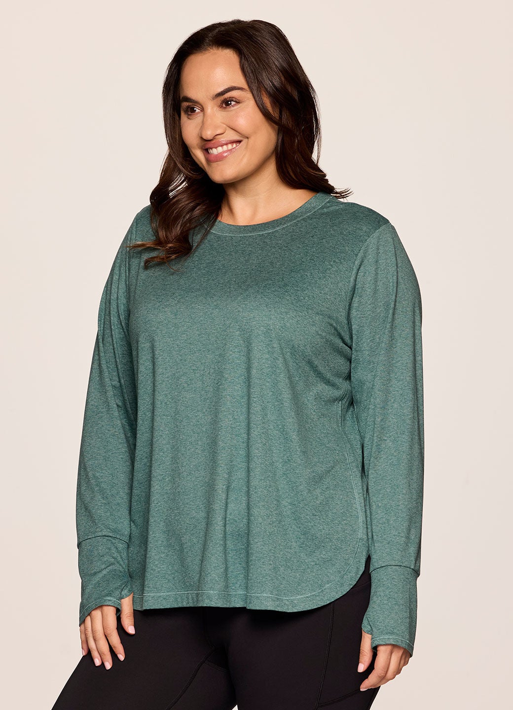 Studio Practice Long Sleeve Tunic Tee, Arctic / Sage Green, alternate image number 2