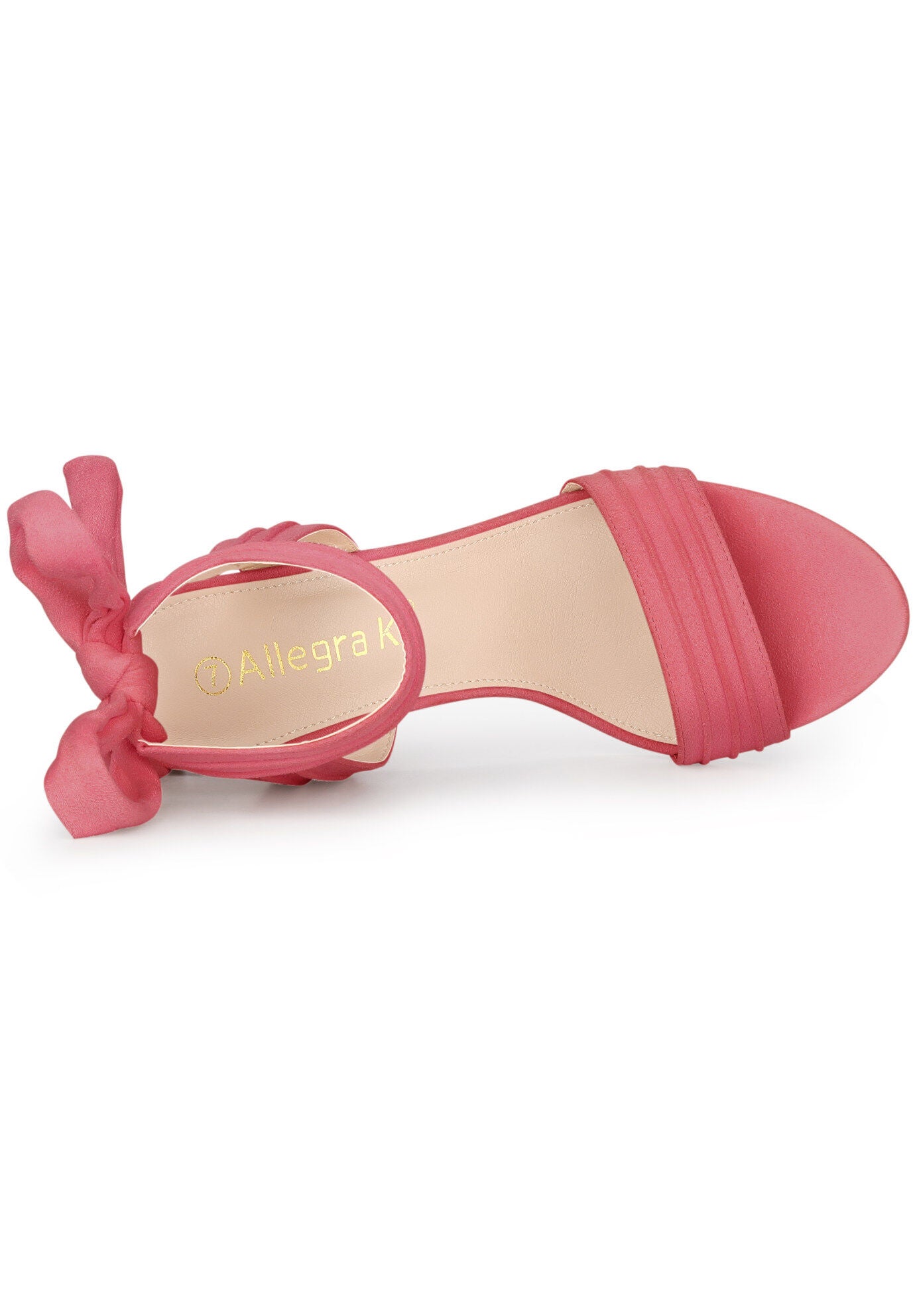 Open Toe Ankle Tie Back Chunky Heel Sandals, Watermelon Red / Peach, alternate image number 3