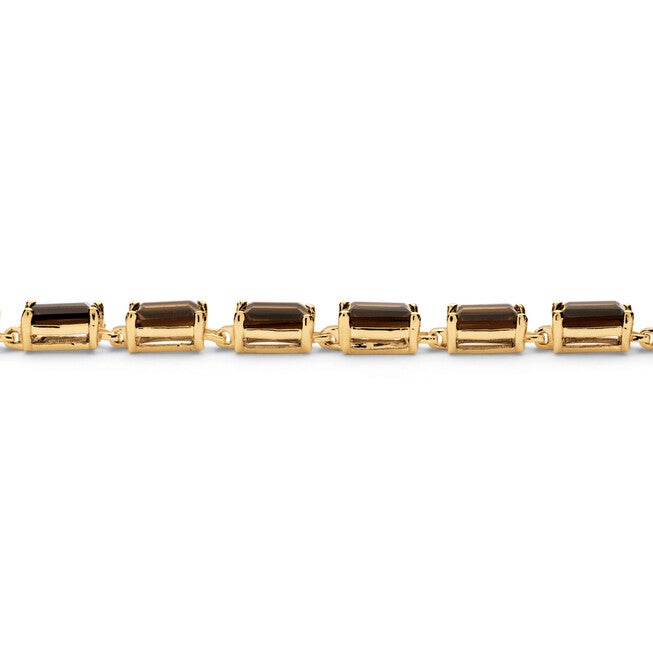 16 TCW Genuine Smoky Quartz Yellow Gold-Plated Tennis Bracelet 7.25 inches, , alternate image number null