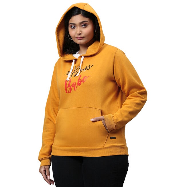Mustard "Boss Babe" Hooded Sweatshirt, Mustard / Mustard, alternate image number null