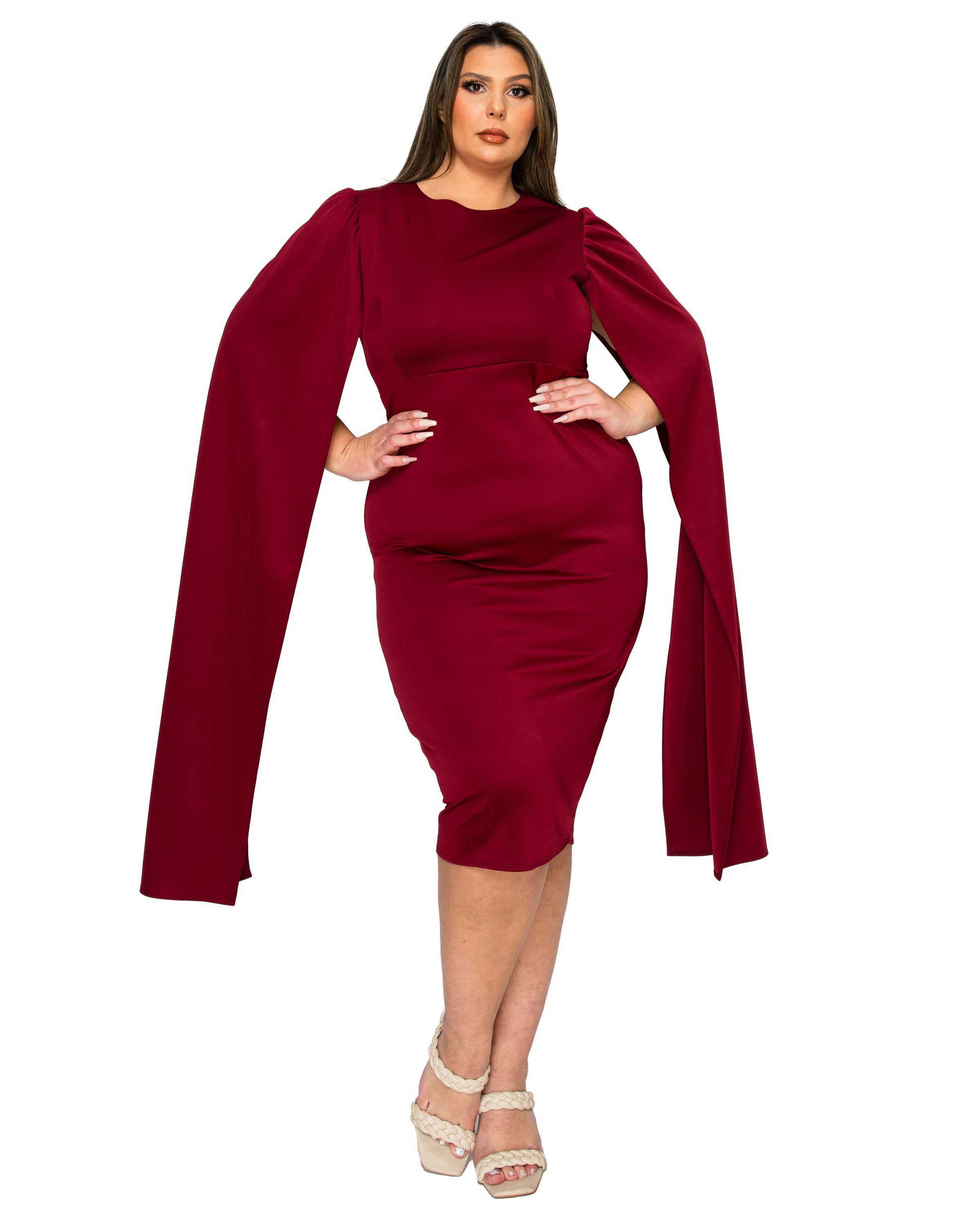 Naomi Cape Dress, Burgundy / Burgundy, hi-res image number 0
