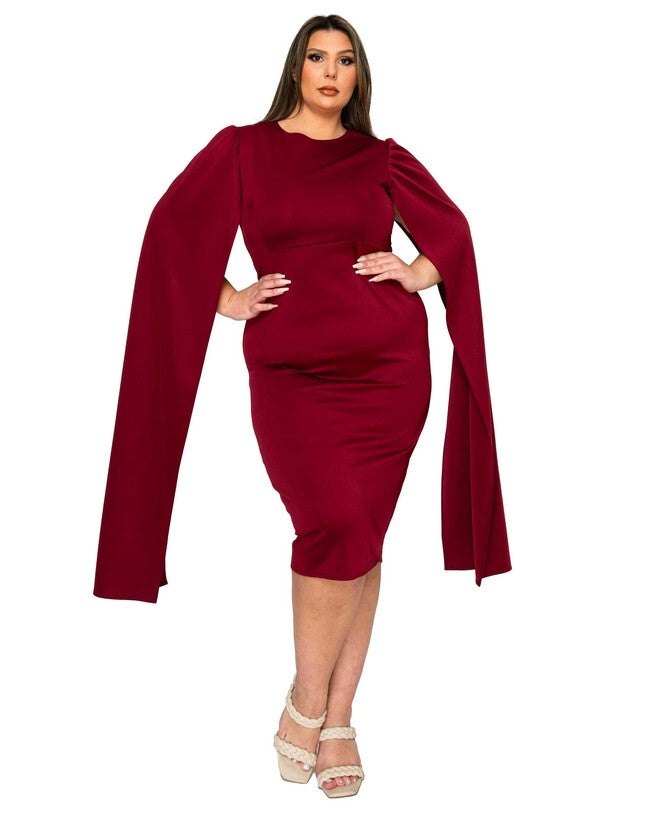 Naomi Cape Dress, Burgundy / Burgundy, hi-res image number 0