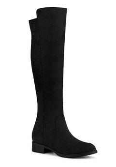 Side Zipper Chunky Heels Knee High Boots