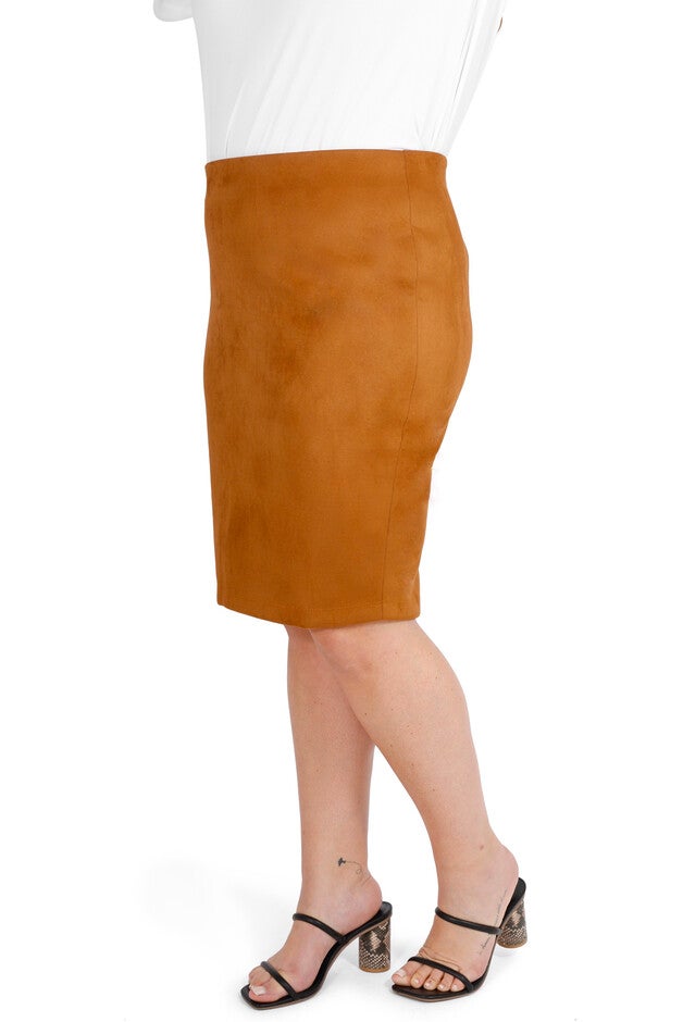 Suede Pencil Skirt, Cognac / Burnt Orange, alternate image number 1