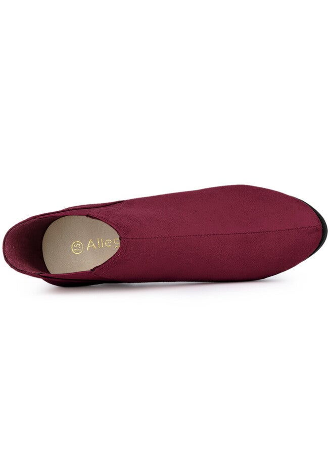 ROUND TOE CHELSEA ANKLE BOOTS, Burgundy / Burgundy, alternate image number 4