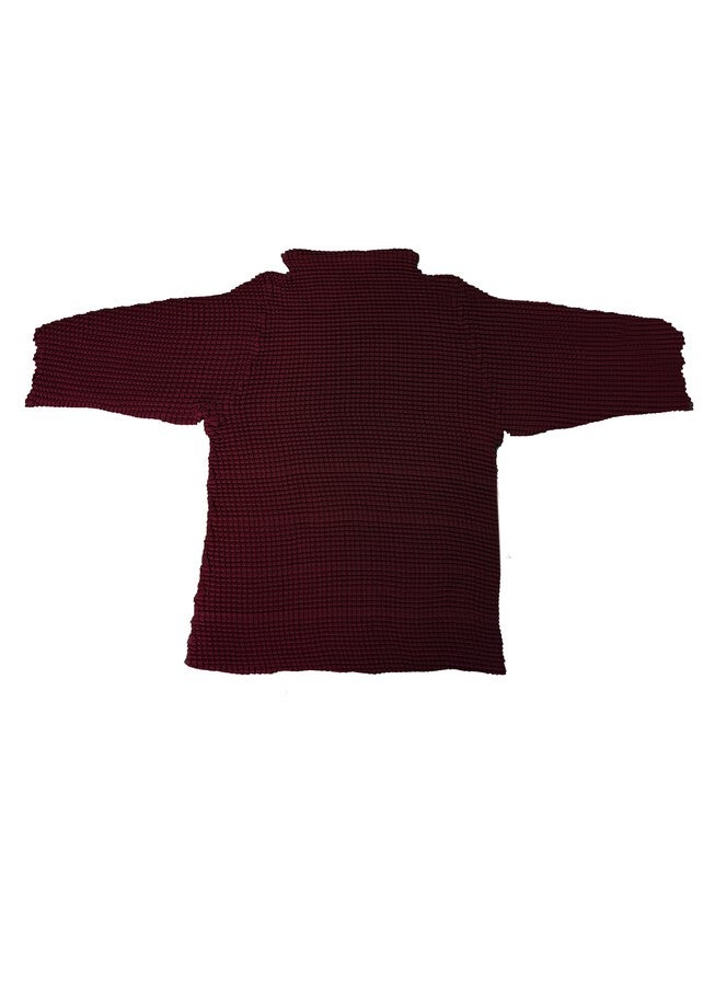 INGRID PLEATED MOCK NECK TOP, Burgundy / Burgundy, hi-res image number null