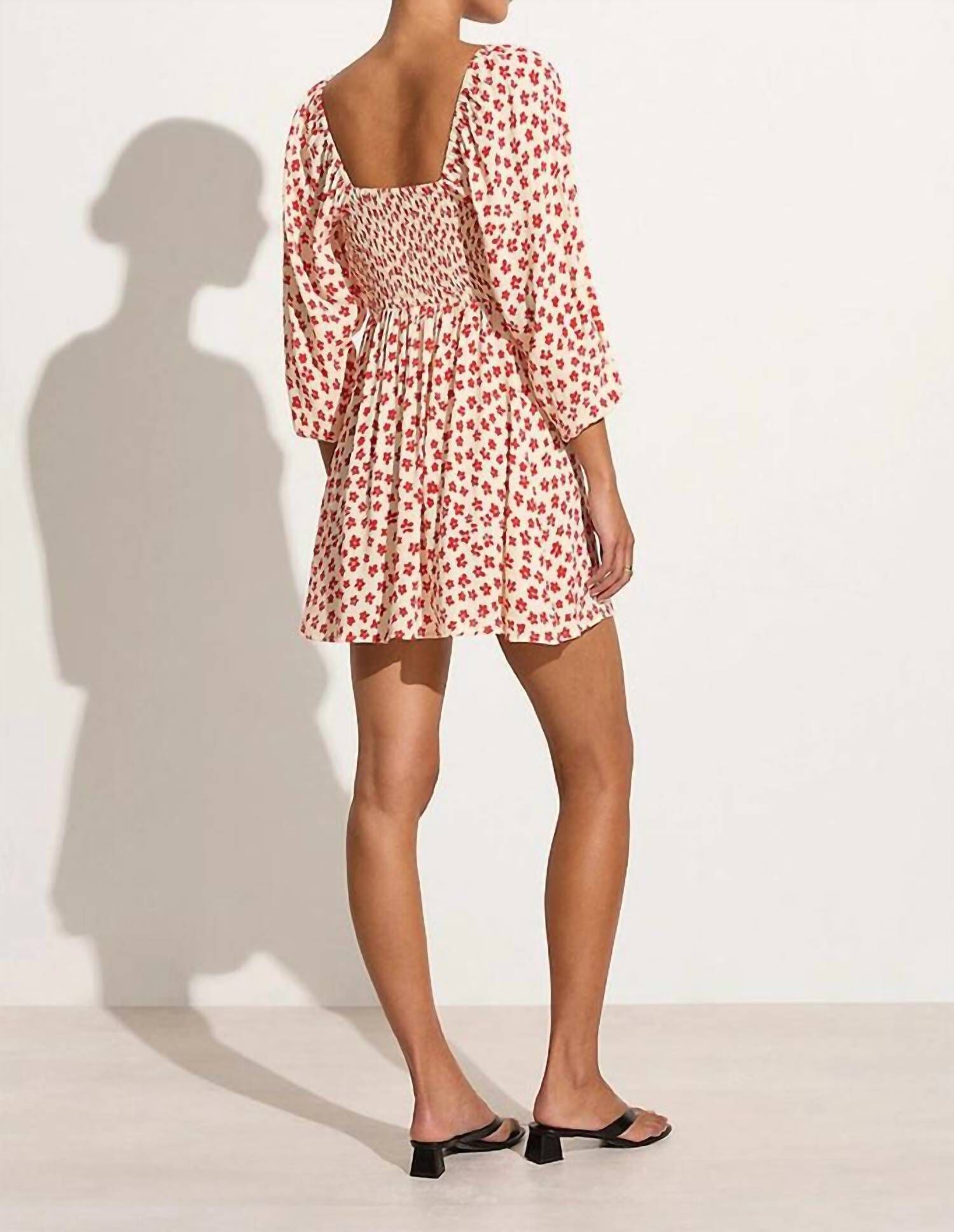 AMIAS MINI DRESS IN GITA FLORAL RED, Gita Floral Red / Red, alternate image number 3