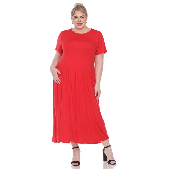 Short Sleeves Maxi Dress, Red / Red, alternate image number null