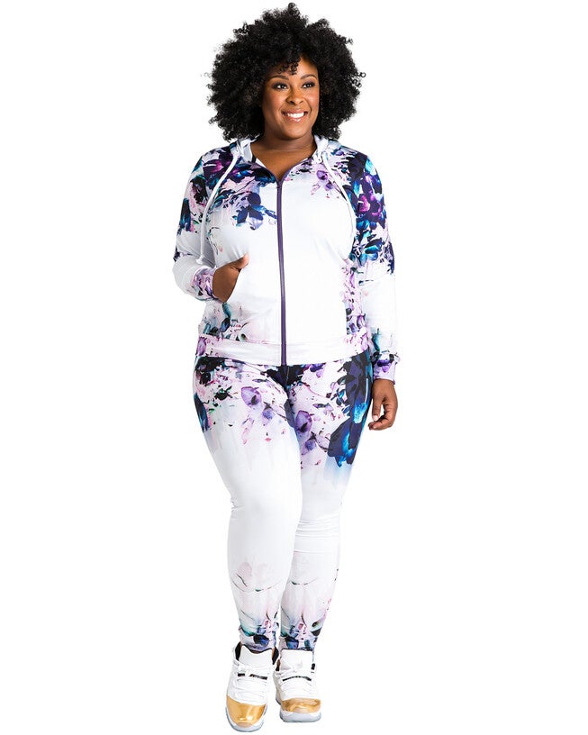 Lena Floral Print Activewear Tracksuit Leggings, Multicolored / White, alternate image number 3