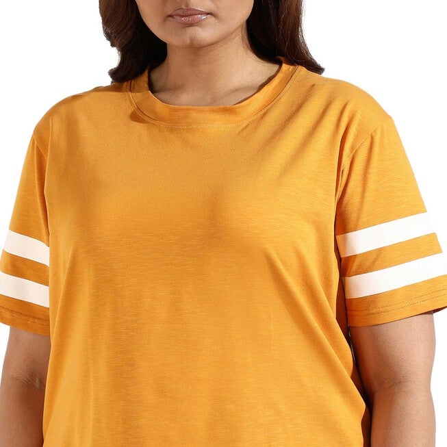 Women Solid Short Sleeve Round Neck Top, , alternate image number null