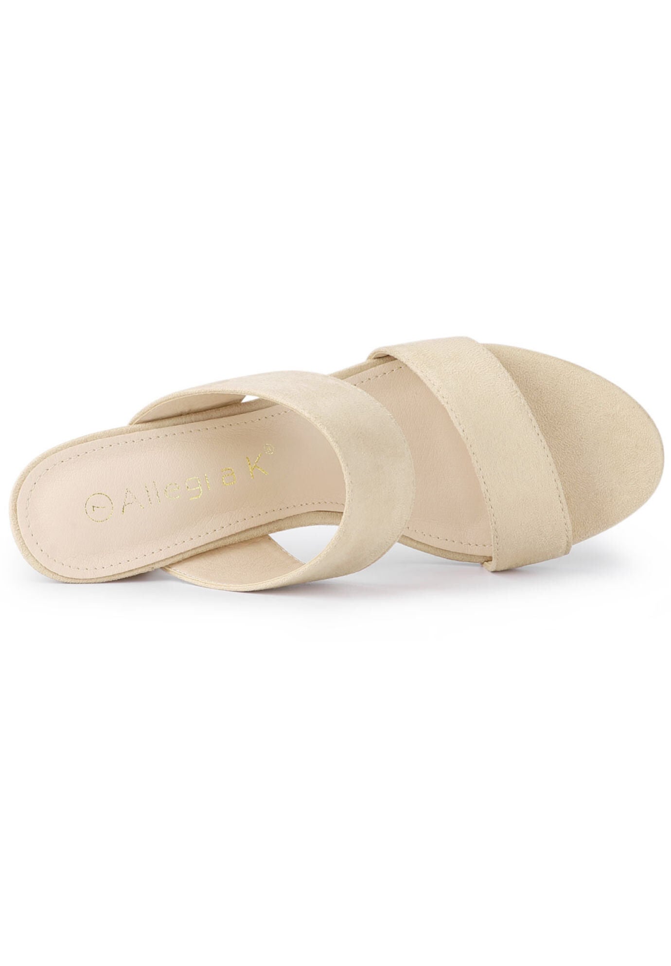 Opened Toe Block Heeled Slide Sandals, Beige / Beige, alternate image number 1