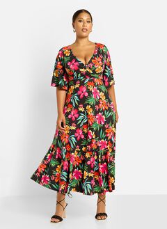 FELINA FLORAL PRINT SKATER MAXI DRESS
