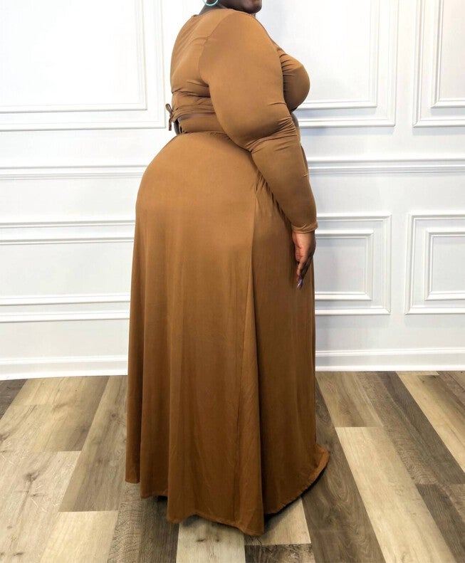 ANULI SAND TWO PIECE MAXI SKIRT SET IN CAMEL, Camel / Beige, alternate image number null