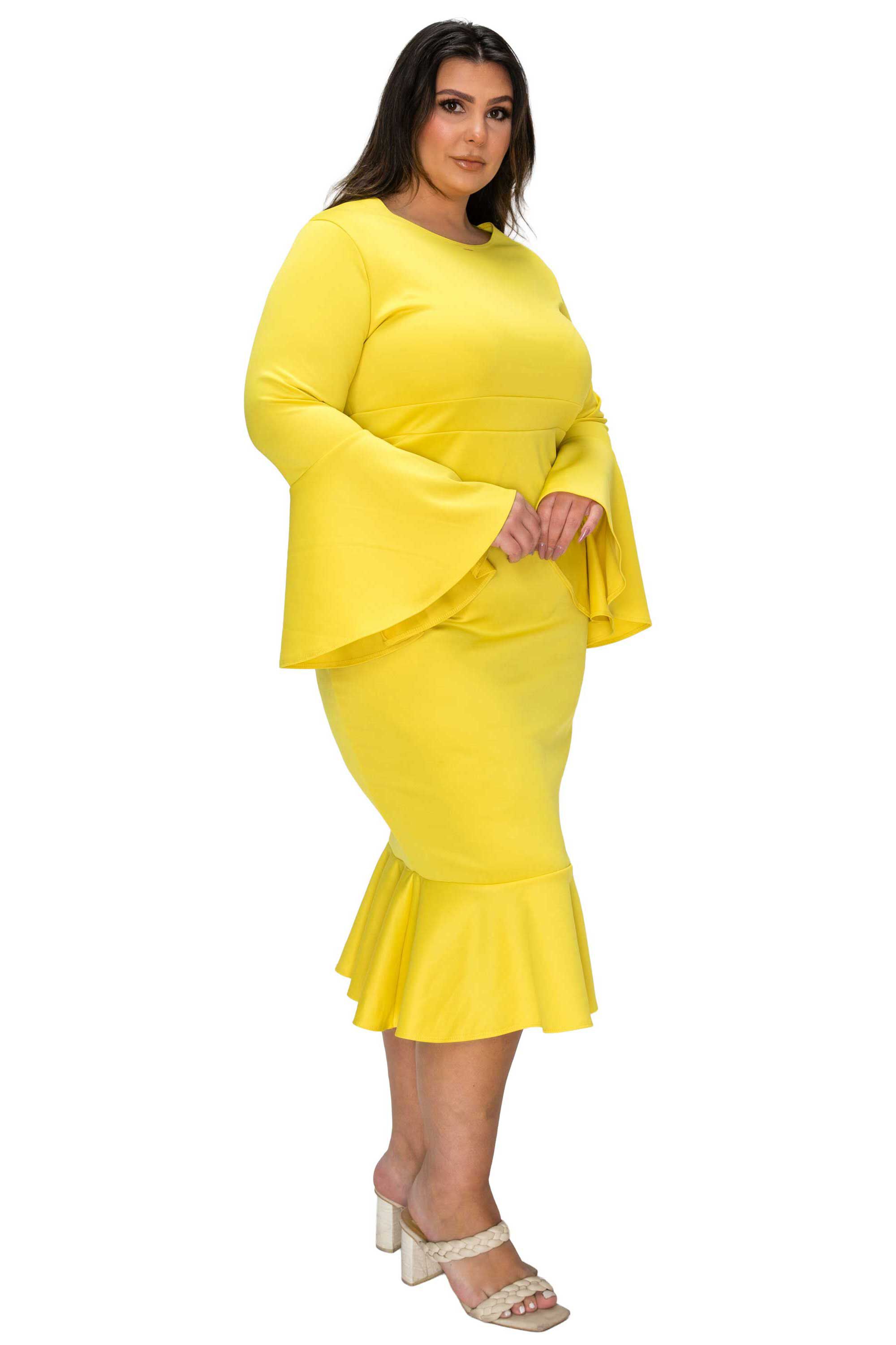 Sabrina Mermaid Hem Dress, Yellow / Light Yellow, alternate image number 1
