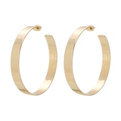 Large Flat Hoops Gold